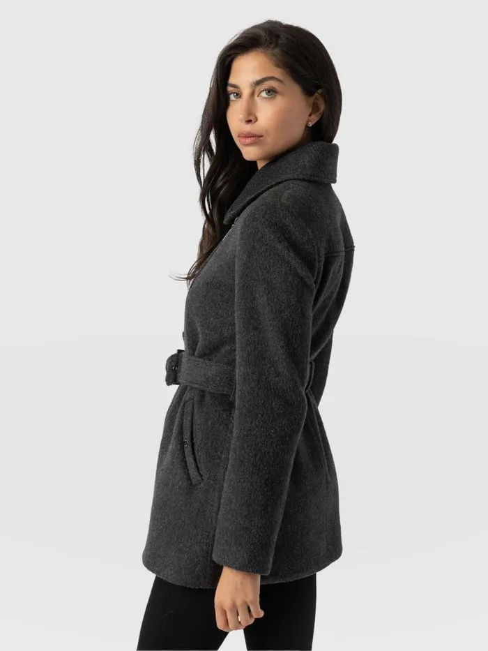 Saint And Sofia Coats and Jackets Women Daltrey Biker Coat 8211 Charcoal Charcoal