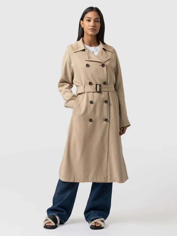 Saint And Sofia Coats and Jackets Women Marion Double Breasted Trench 8211 Beige Beige
