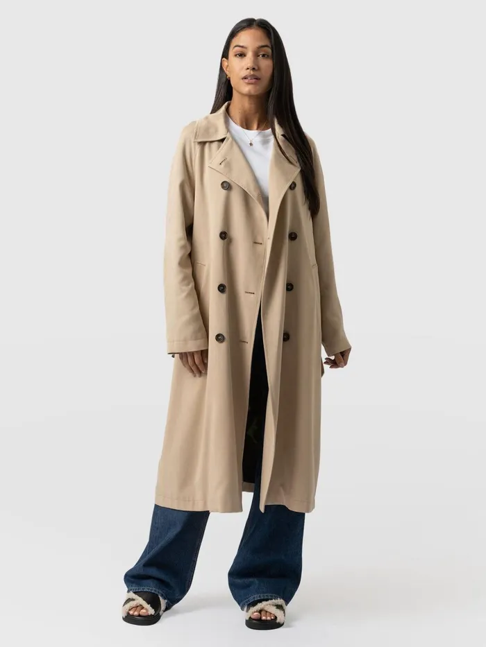 Saint And Sofia Coats and Jackets Women Marion Double Breasted Trench 8211 Beige Beige