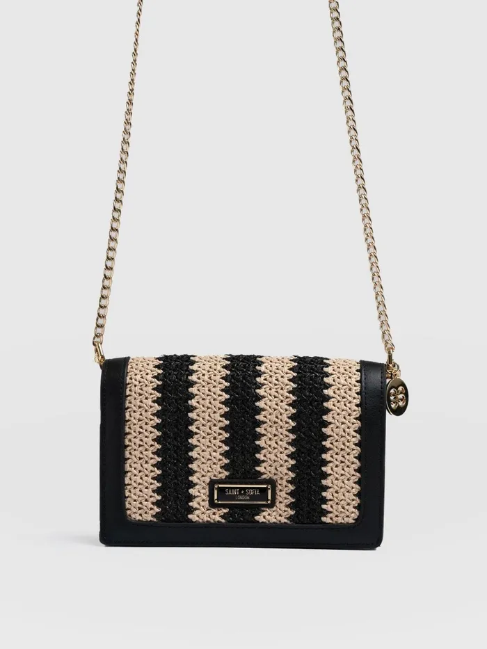 Saint And Sofia Cross Body Bags Women Primrose Wallet On Chain 8211 BeigeBlack Raffia Beigeblack Raffia