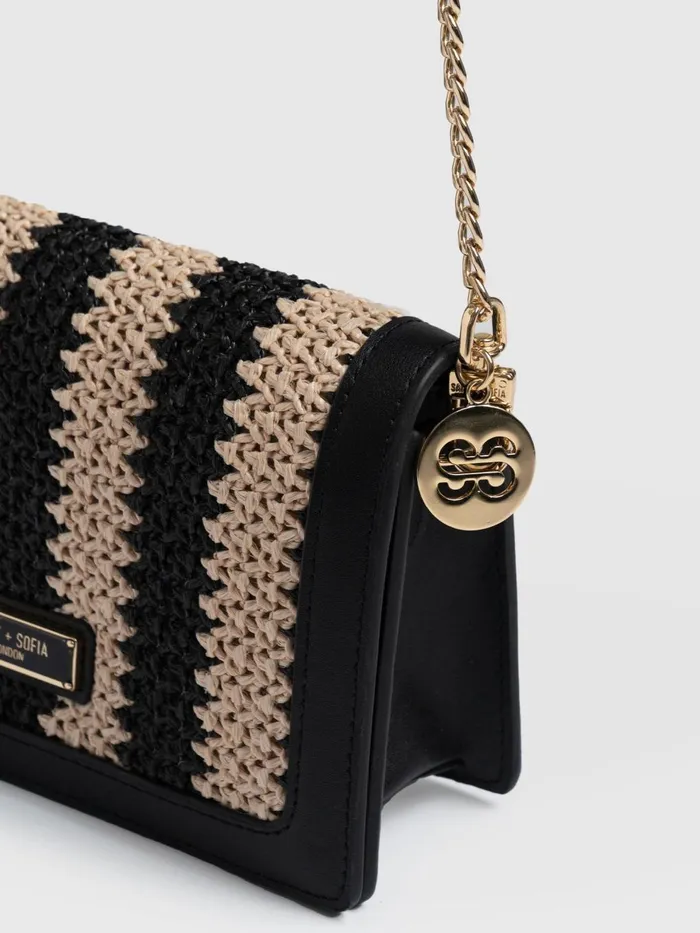 Saint And Sofia Cross Body Bags Women Primrose Wallet On Chain 8211 BeigeBlack Raffia Beigeblack Raffia