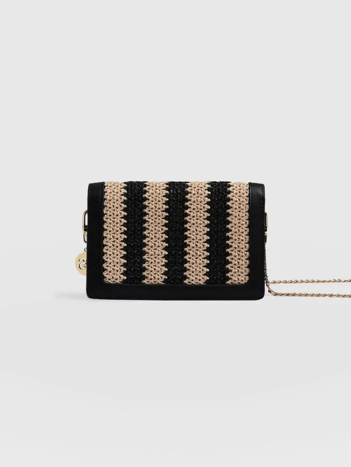 Saint And Sofia Cross Body Bags Women Primrose Wallet On Chain 8211 BeigeBlack Raffia Beigeblack Raffia