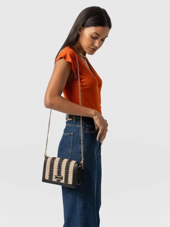 Saint And Sofia Cross Body Bags Women Primrose Wallet On Chain 8211 BeigeBlack Raffia Beigeblack Raffia
