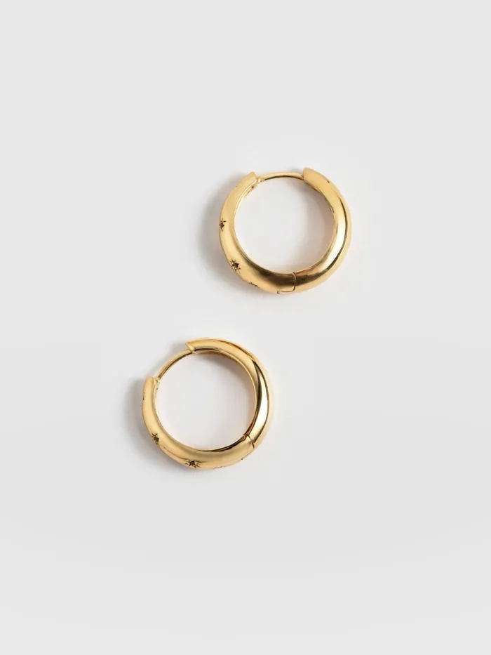 Saint And Sofia Earrings Women Scatter Star Hoop Earrings 8211 GoldBlack Goldblack