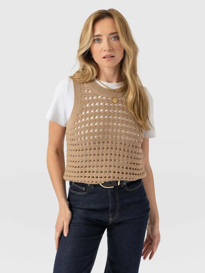 Saint And Sofia Knitwear Women Adler Sleeveless Knit 8211 Camel Camel