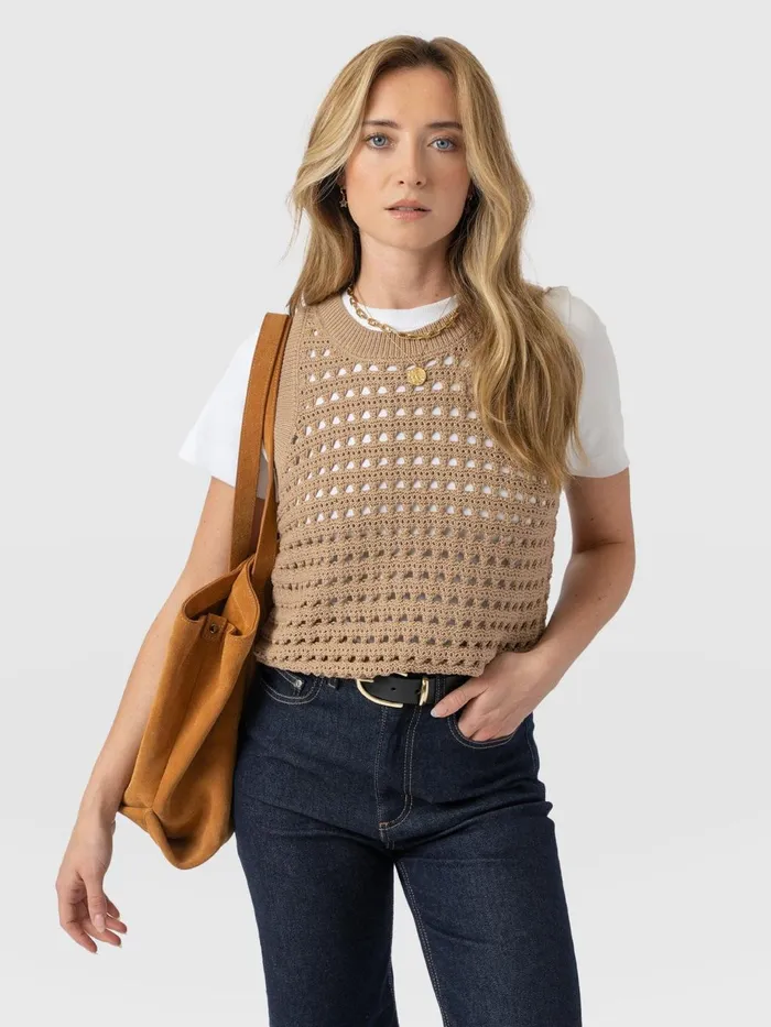 Saint And Sofia Knitwear Women Adler Sleeveless Knit 8211 Camel Camel