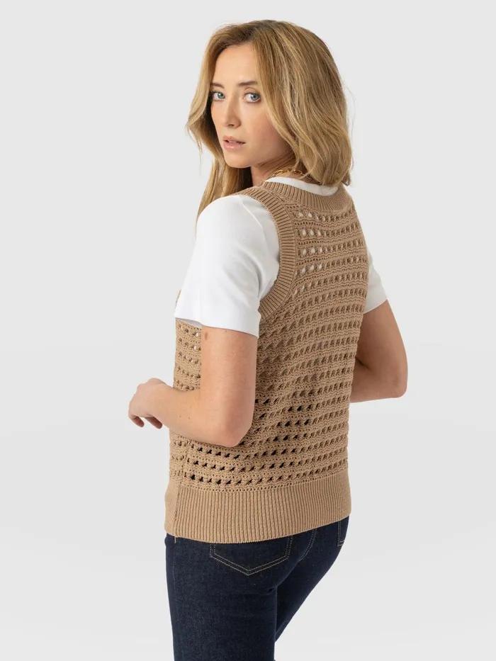 Saint And Sofia Knitwear Women Adler Sleeveless Knit 8211 Camel Camel