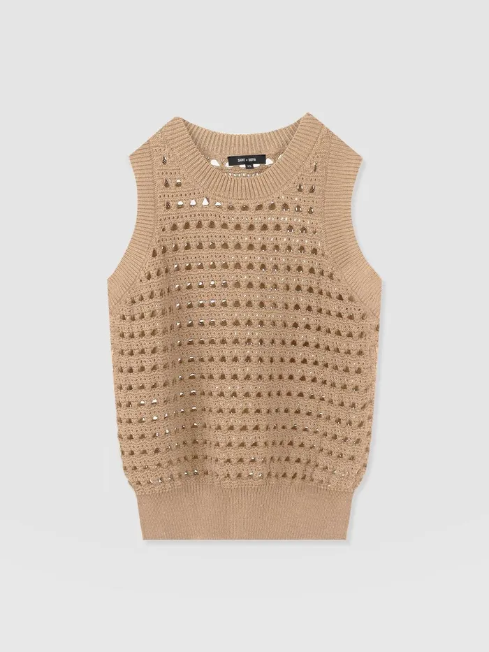 Saint And Sofia Knitwear Women Adler Sleeveless Knit 8211 Camel Camel