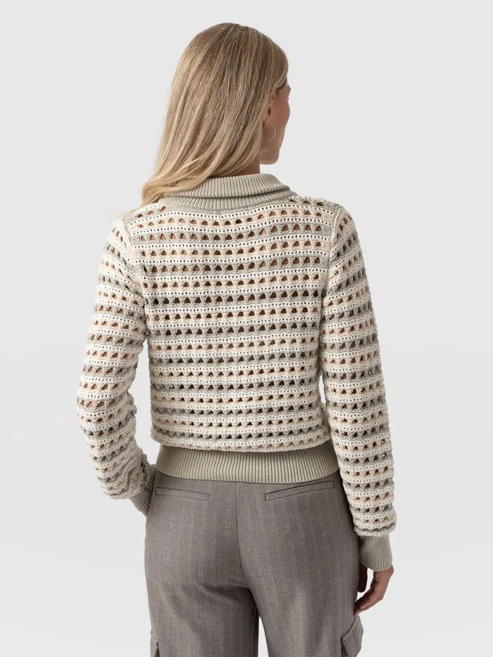 Saint And Sofia Knitwear Women Ester Quarter Zip Knit 8211 Beige Beige