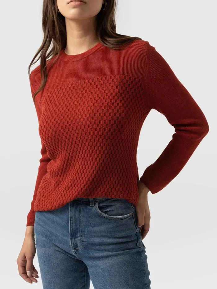 Saint And Sofia Knitwear Women Honeycomb Rib Sweater 8211 Amber Amber