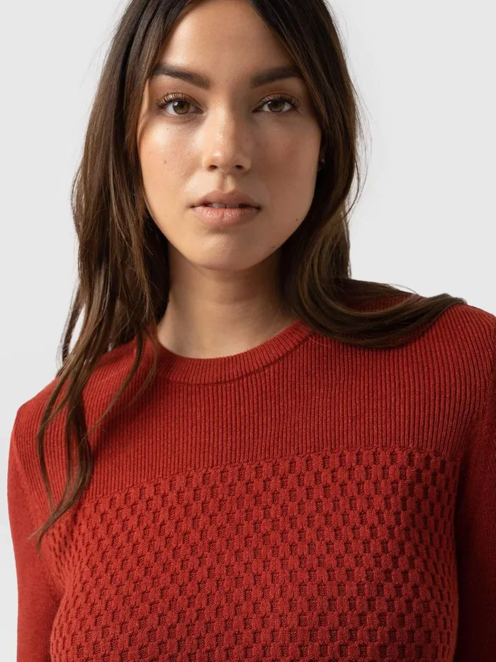 Saint And Sofia Knitwear Women Honeycomb Rib Sweater 8211 Amber Amber
