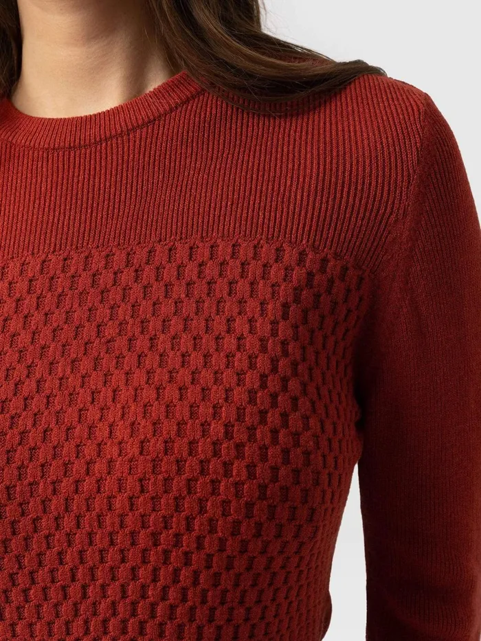 Saint And Sofia Knitwear Women Honeycomb Rib Sweater 8211 Amber Amber