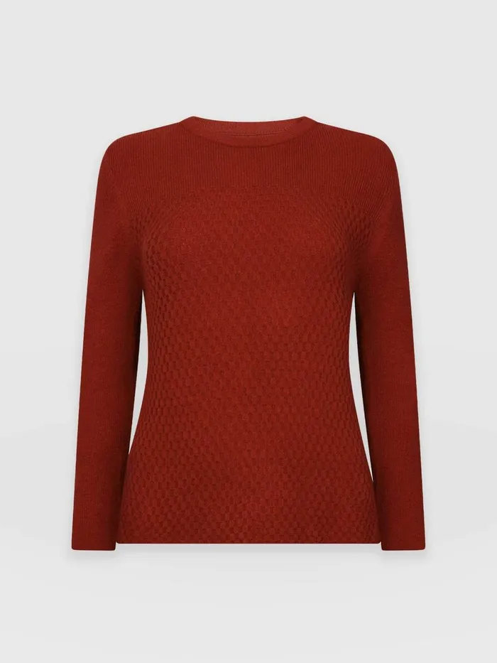 Saint And Sofia Knitwear Women Honeycomb Rib Sweater 8211 Amber Amber