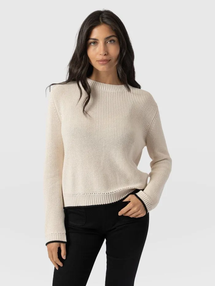 Saint And Sofia Knitwear Women Remy Crop Sweater 8211 Cream Cream