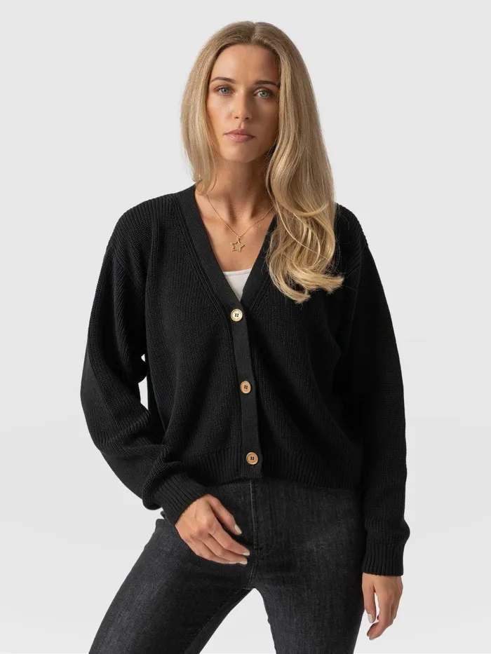 Saint And Sofia Knitwear Women Soho Crop Cardigan 8211 Black Black