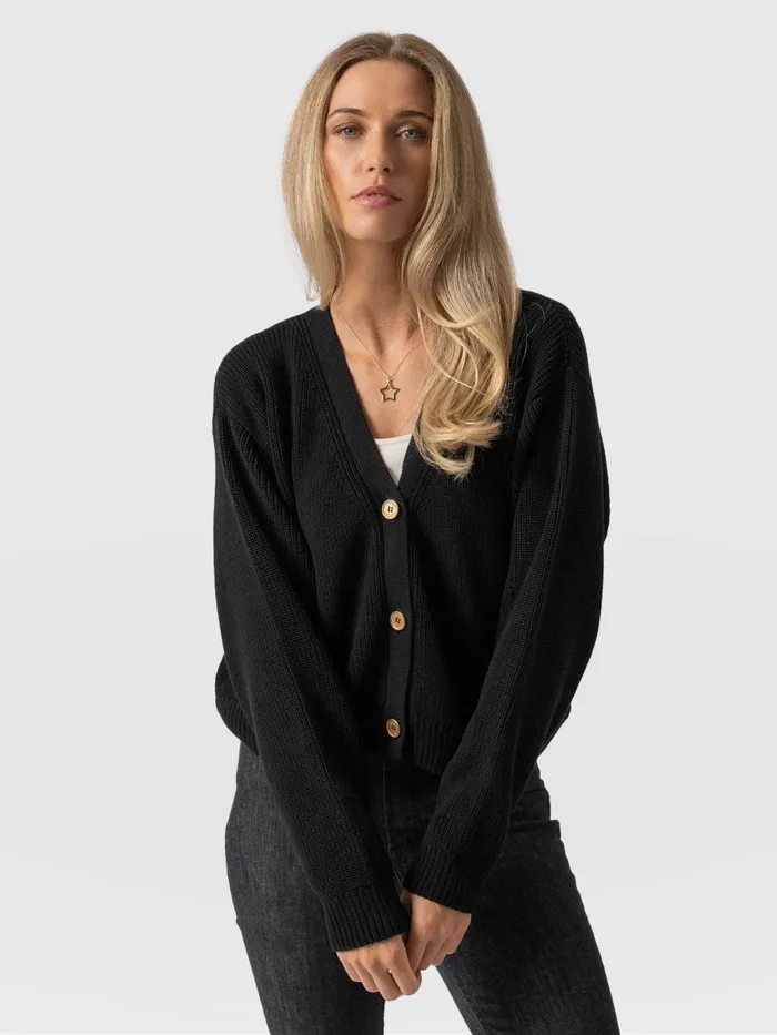 Saint And Sofia Knitwear Women Soho Crop Cardigan 8211 Black Black