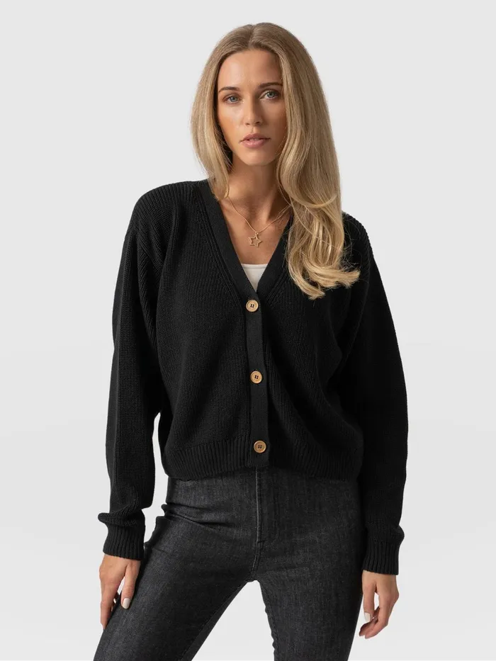 Saint And Sofia Knitwear Women Soho Crop Cardigan 8211 Black Black