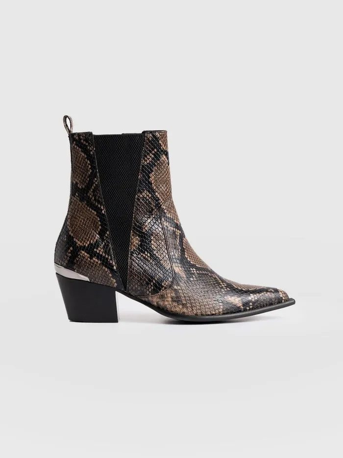 Saint And Sofia Leather Women Billie Snake Boot 8211 Taupe Taupe