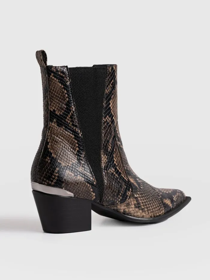 Saint And Sofia Leather Women Billie Snake Boot 8211 Taupe Taupe