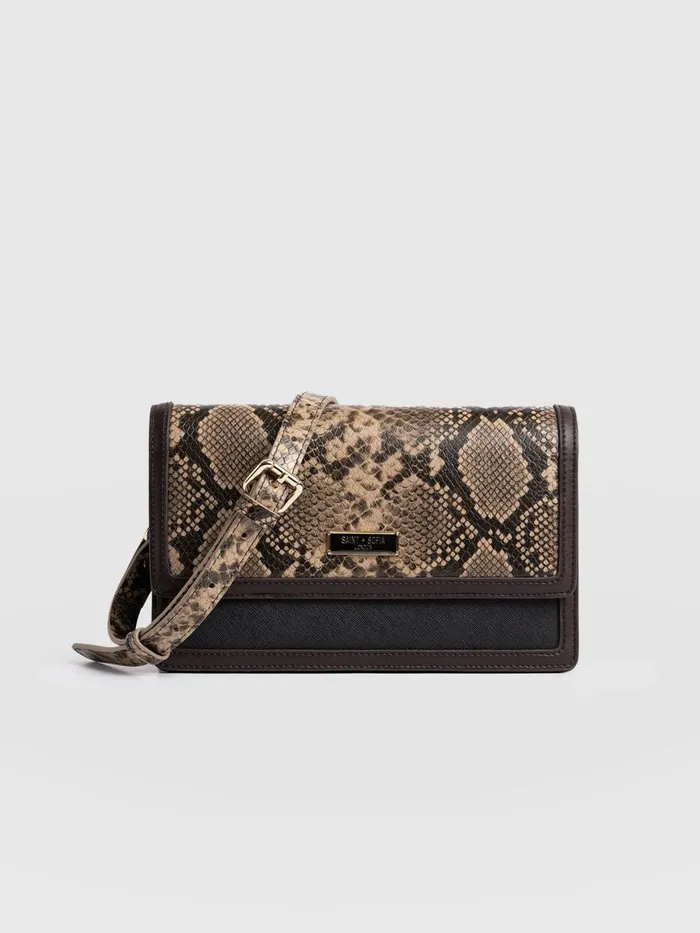 Saint And Sofia Leather Women Rylee Cross Body Bag 8211 Brown Snake Brown Snake Saint And Sofia Leather Women Rylee Cross Body Bag 8211 Brown Snake Brown Snake