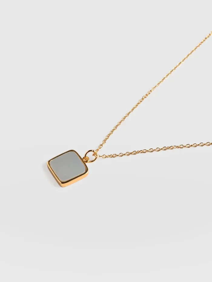Saint And Sofia Necklaces Women Iridescence Square Charm Necklace 8211 Gold Gold