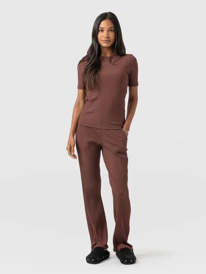 Saint And Sofia Pants Women Apartment Pant 8211 Maroon Rib Maroon Rib