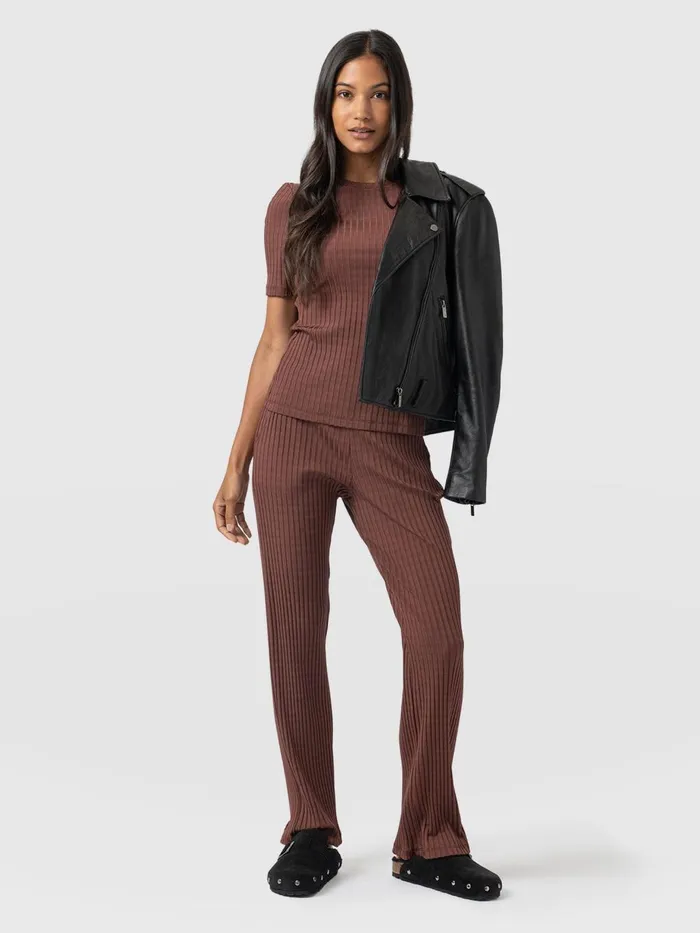 Saint And Sofia Pants Women Apartment Pant 8211 Maroon Rib Maroon Rib