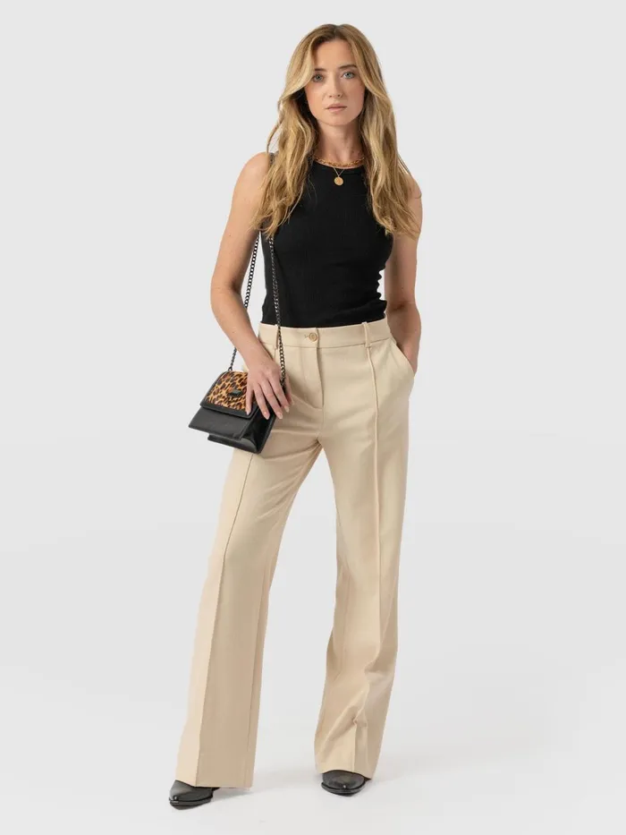 Saint And Sofia Pants Women Cambridge Tailored Wide Leg Pant 8211 Beige Beige