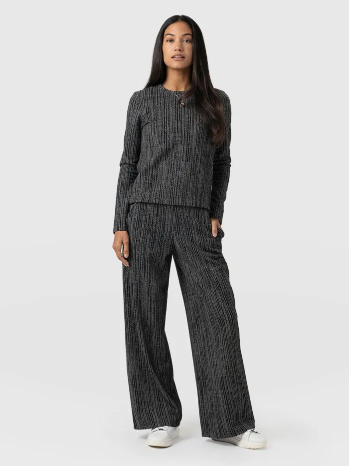 Saint And Sofia Pants Women Keller Wide Leg Pant 8211 GreyBlack Greyblack