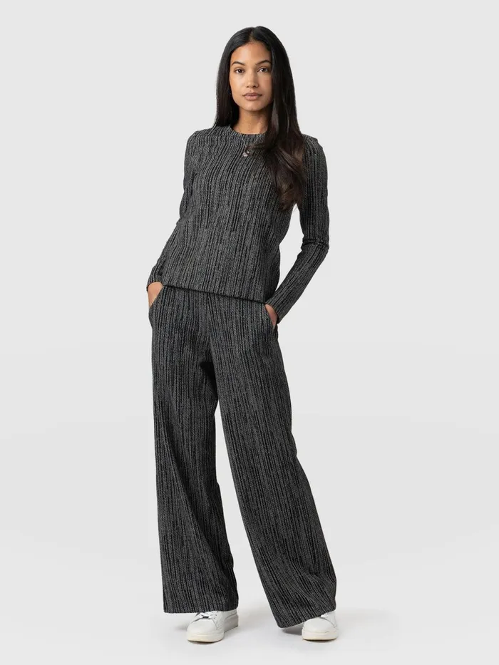 Saint And Sofia Pants Women Keller Wide Leg Pant 8211 GreyBlack Greyblack