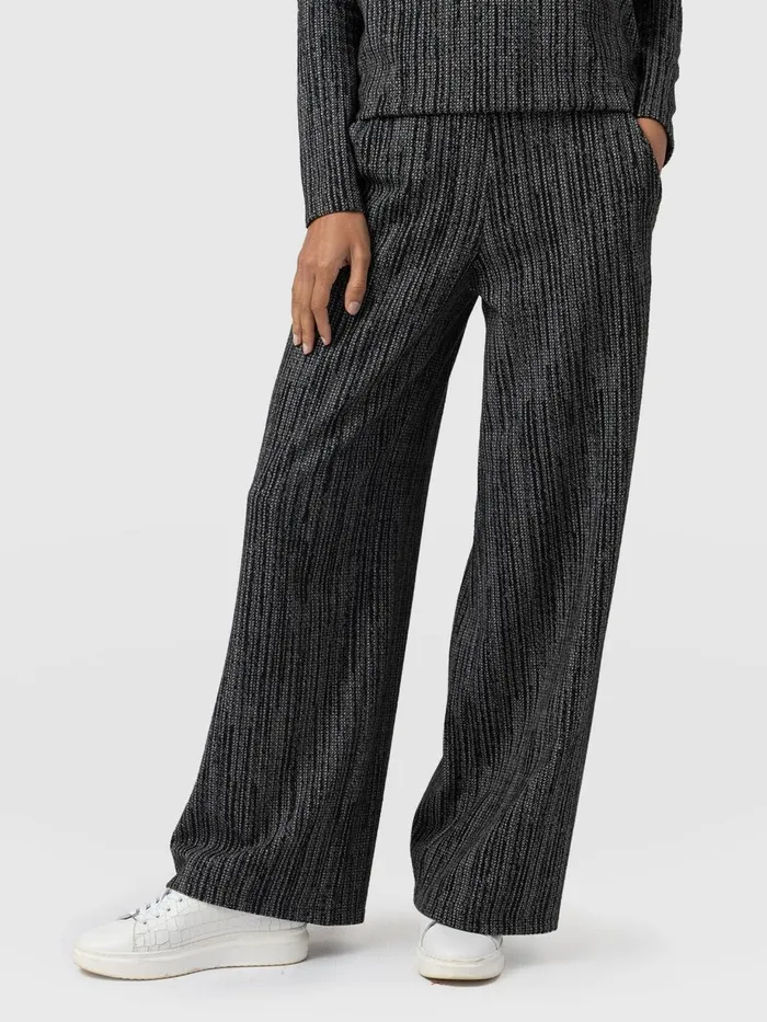 Saint And Sofia Pants Women Keller Wide Leg Pant 8211 GreyBlack Greyblack