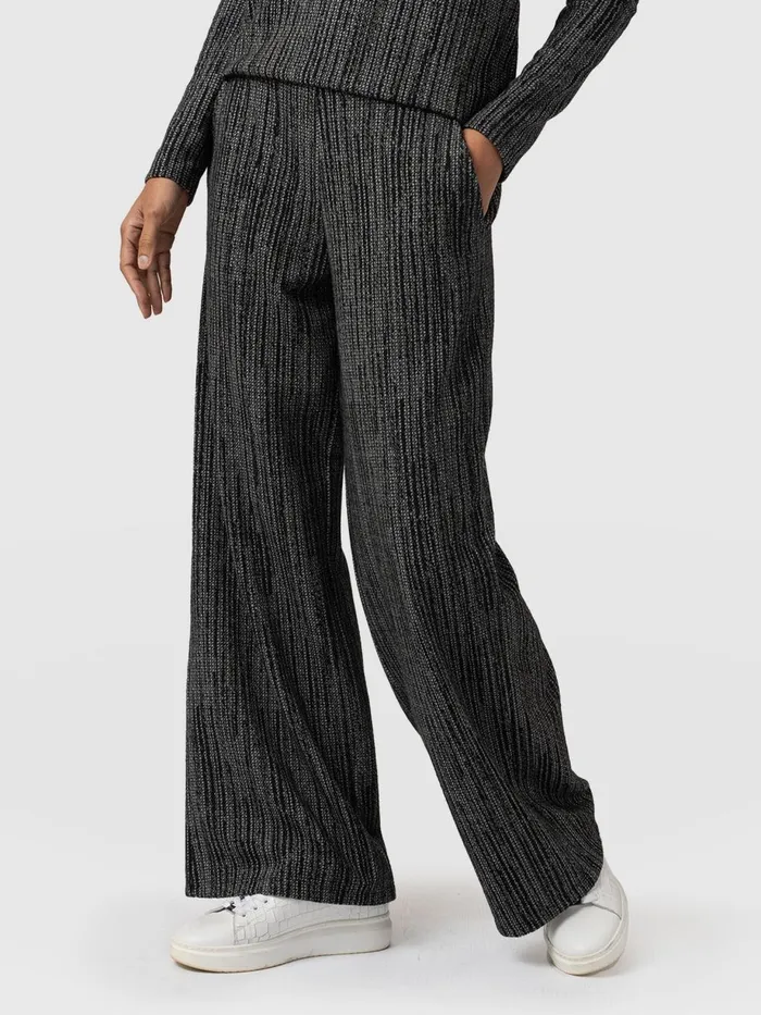 Saint And Sofia Pants Women Keller Wide Leg Pant 8211 GreyBlack Greyblack