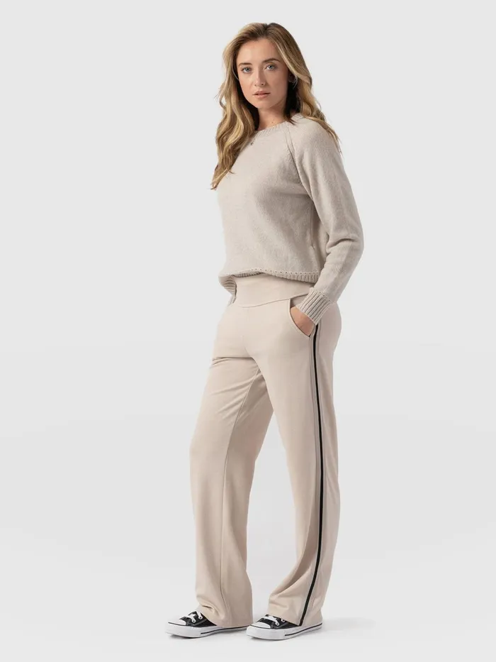 Saint And Sofia Pants Women Runway PantLight BeigeBlackCream Stripe Blackcream Stripe