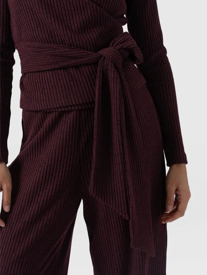 Saint And Sofia Pants Women Victory Rib Wide Leg Pant 8211 Burgundy Burgundy
