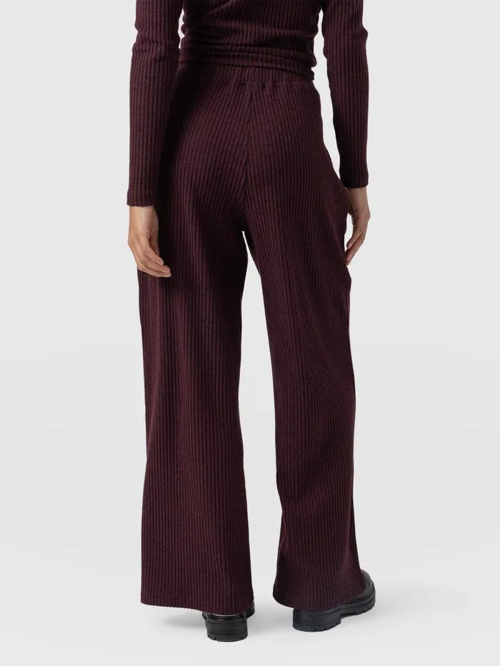 Saint And Sofia Pants Women Victory Rib Wide Leg Pant 8211 Burgundy Burgundy