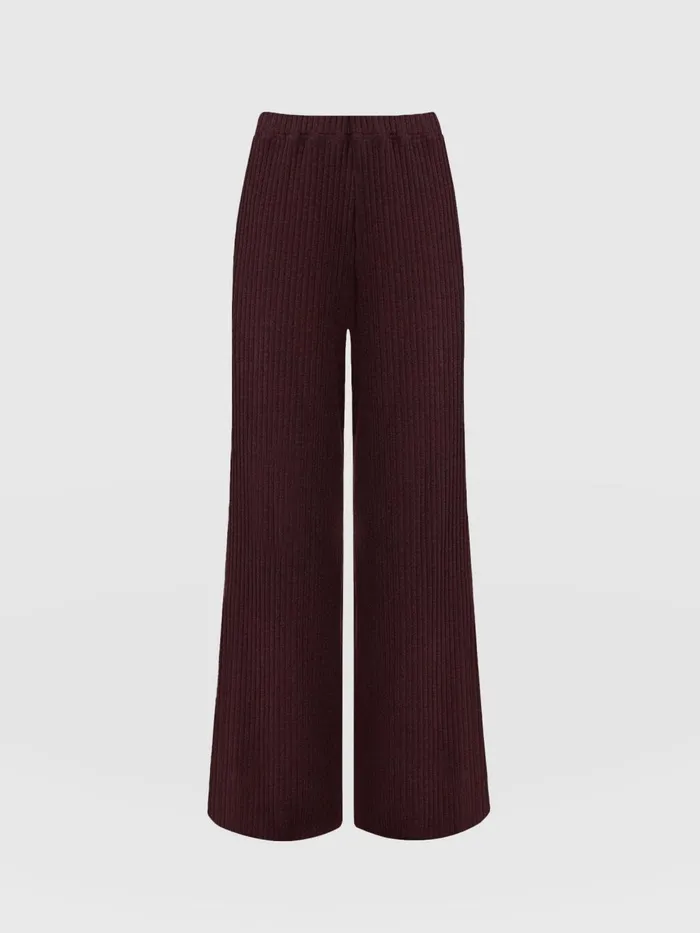 Saint And Sofia Pants Women Victory Rib Wide Leg Pant 8211 Burgundy Burgundy