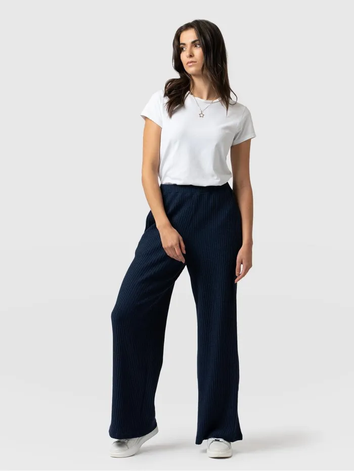 Saint And Sofia Pants Women Victory Rib Wide Leg Pant 8211 Navy Navy