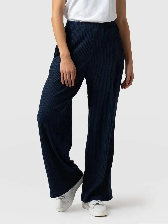 Saint And Sofia Pants Women Victory Rib Wide Leg Pant 8211 Navy Navy