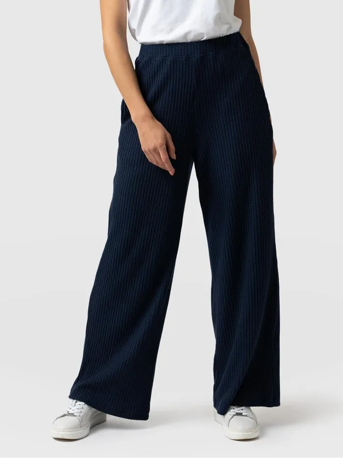 Saint And Sofia Pants Women Victory Rib Wide Leg Pant 8211 Navy Navy