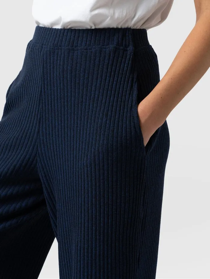 Saint And Sofia Pants Women Victory Rib Wide Leg Pant 8211 Navy Navy