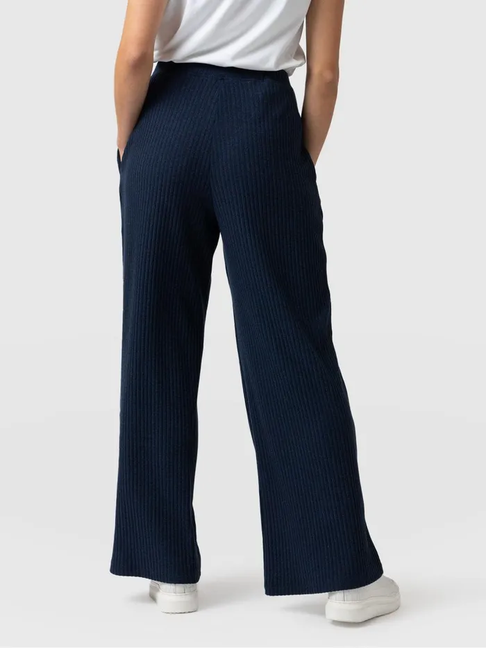 Saint And Sofia Pants Women Victory Rib Wide Leg Pant 8211 Navy Navy