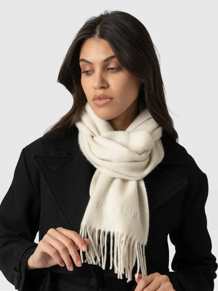 Saint And Sofia Scarves and Hats Women Cashmere Scarf 8211 Cream Cream