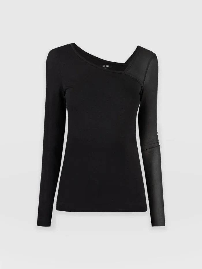 Saint And Sofia TShirts and Tanks Women Aimee Cut Out Long Sleeve Tee 8211 Black Black