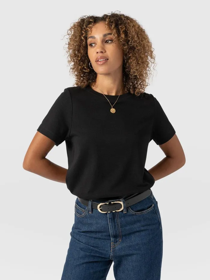 Saint And Sofia TShirts and Tanks Women Chelsea Crew Neck Tee 8211 Black Black
