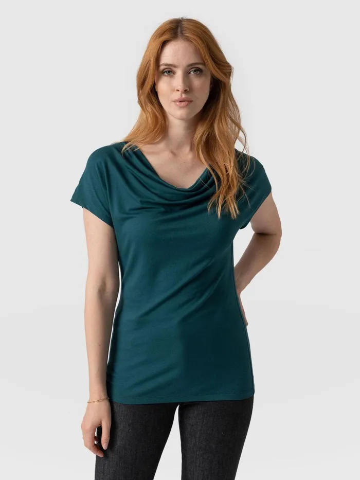 Saint And Sofia TShirts and Tanks Women Cowl Neck Tee 8211 Deep Green Deep Green