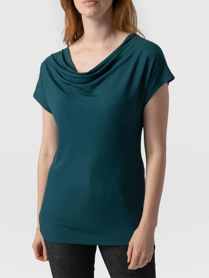 Saint And Sofia TShirts and Tanks Women Cowl Neck Tee 8211 Deep Green Deep Green