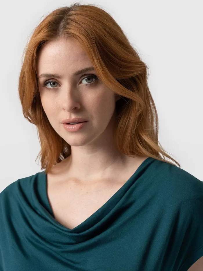 Saint And Sofia TShirts and Tanks Women Cowl Neck Tee 8211 Deep Green Deep Green