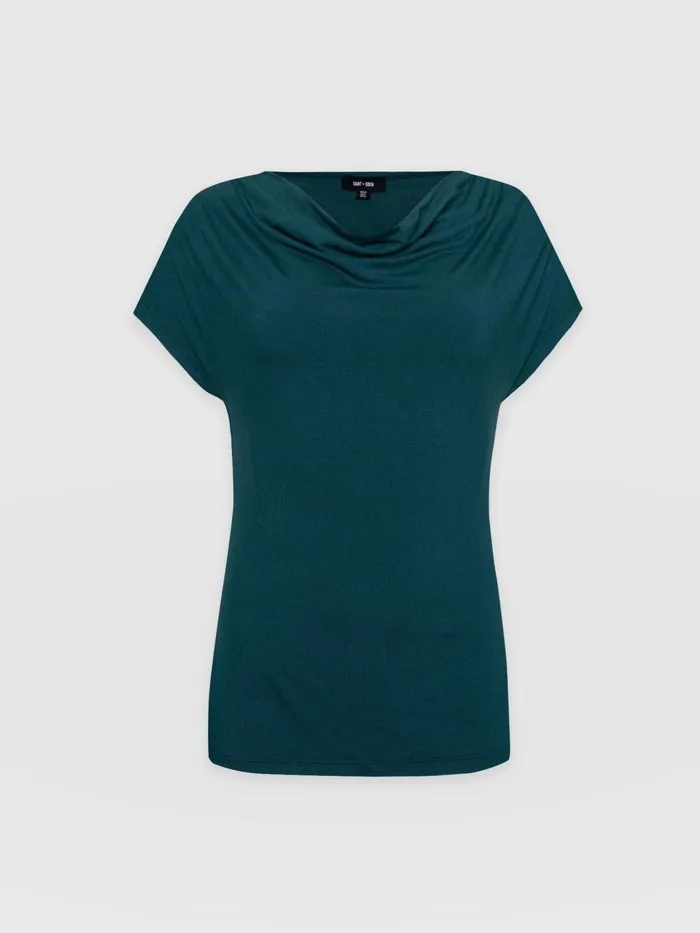 Saint And Sofia TShirts and Tanks Women Cowl Neck Tee 8211 Deep Green Deep Green