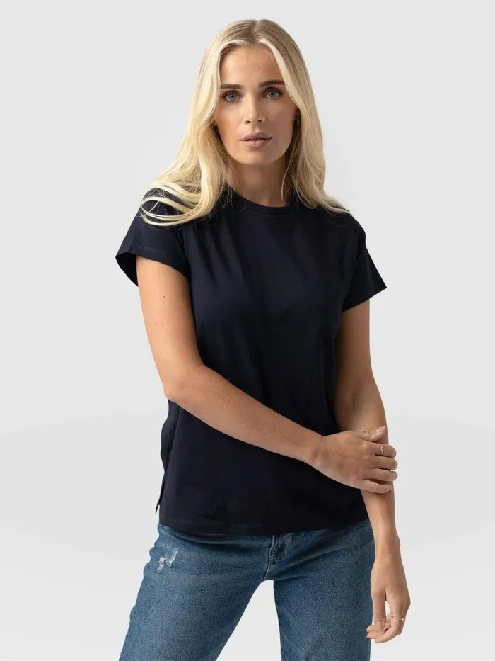 Saint And Sofia TShirts and Tanks Women Easy Cotton Tee 8211 Navy Navy
