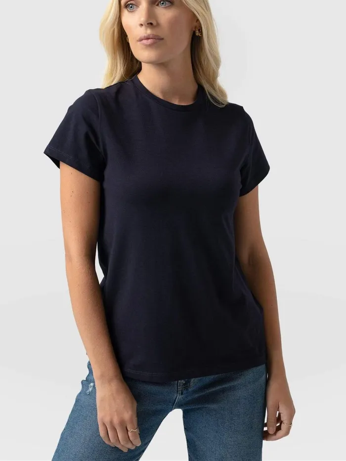 Saint And Sofia TShirts and Tanks Women Easy Cotton Tee 8211 Navy Navy